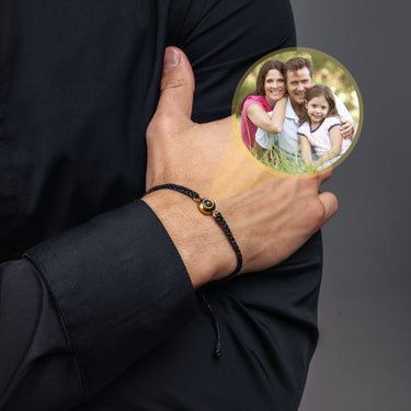 Man Bracelet - Men's Personalised Bracelet - Classic Personalized Photo Bracelet - Personalized Gift for Men - Custom Jewelry for Him - Custom Bracelet Picture - Personalised Photo Gift Bracelet Black / Gold Brother & Sisters